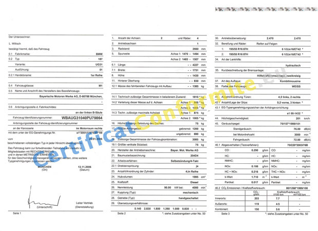 Certificat de conformite pour bmw #5